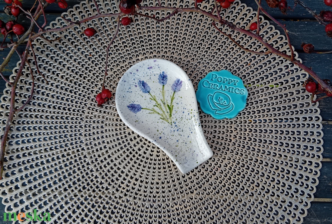 Levendula mintás kerámia fakanáltartó, lila - otthon & életmód - konyhafelszerelés, tálalás - sütés, főzés - fakanál & fakanáltartó - Meska.hu