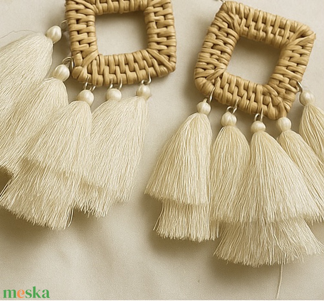 Rattan fülbevaló Négyzet alakú - ékszer - fülbevaló - lógó fülbevaló - Meska.hu Rattan fülbevaló Négyzet alakú - ékszer - fülbevaló - lógó fülbevaló - Meska.hu