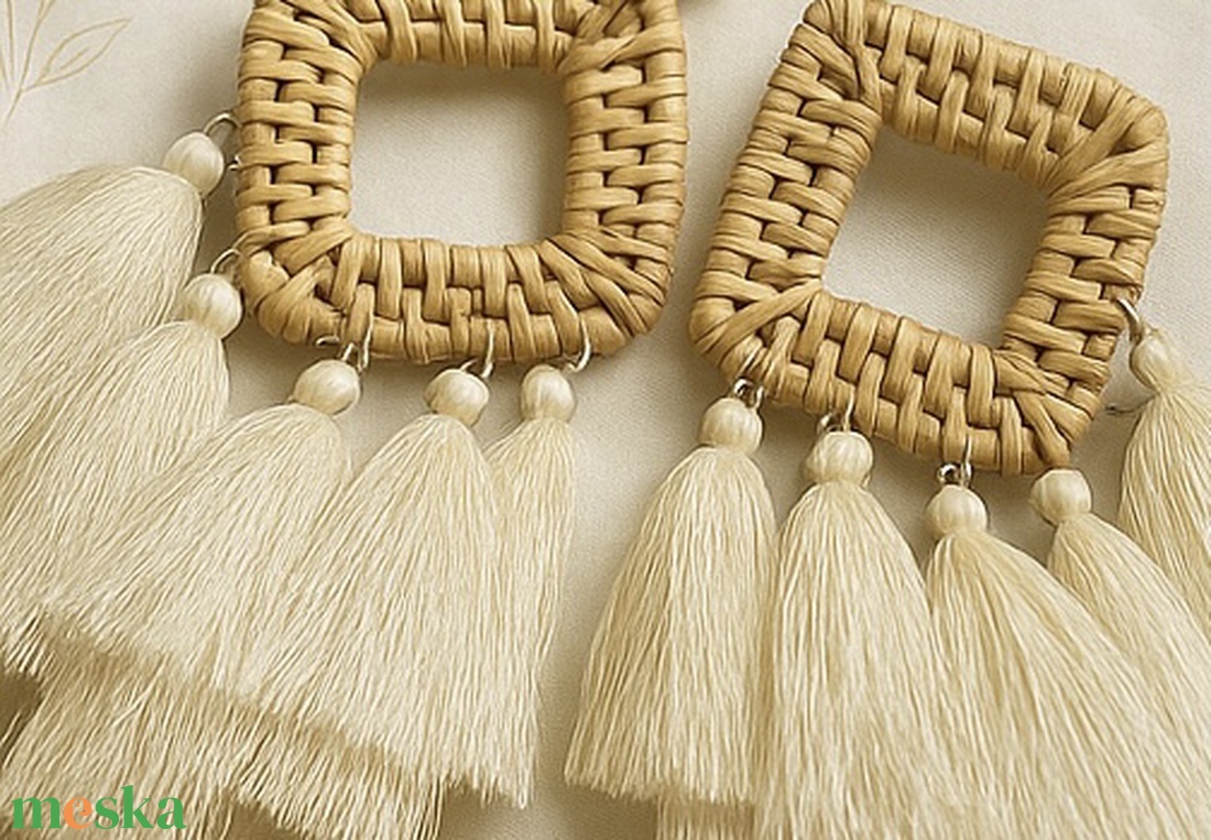 Rattan fülbevaló Négyzet alakú - ékszer - fülbevaló - lógó fülbevaló - Meska.hu Rattan fülbevaló Négyzet alakú - ékszer - fülbevaló - lógó fülbevaló - Meska.hu
