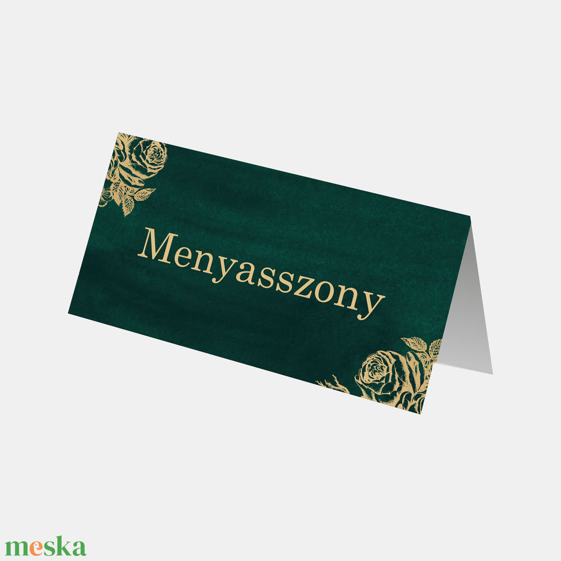 Smaragdzöld és arany színű ültetőkártya (digitális termék) - esküvő - meghívó & kártya - ültetési rend - Meska.hu