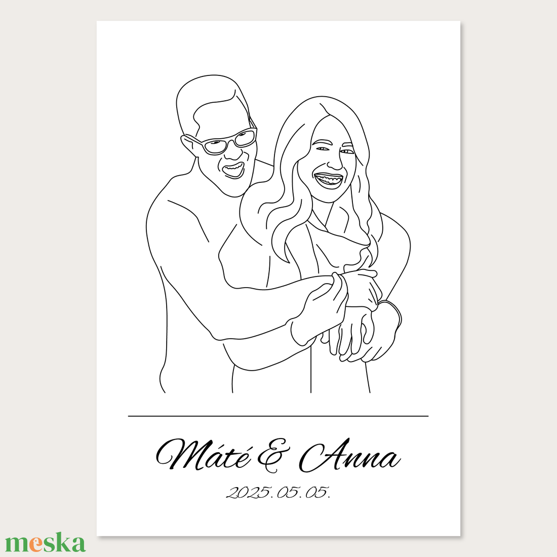 Saját fotó alapján készült vonalrajz pároknak (digitális termék) - művészet - grafika & illusztráció - digitális - Meska.hu