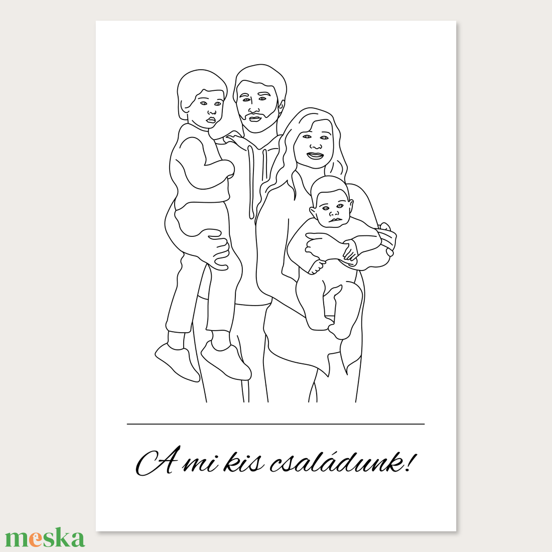 Családi portré - Saját fotó alapján készült vonalrajz (digitális termék) - művészet - grafika & illusztráció - digitális - Meska.hu