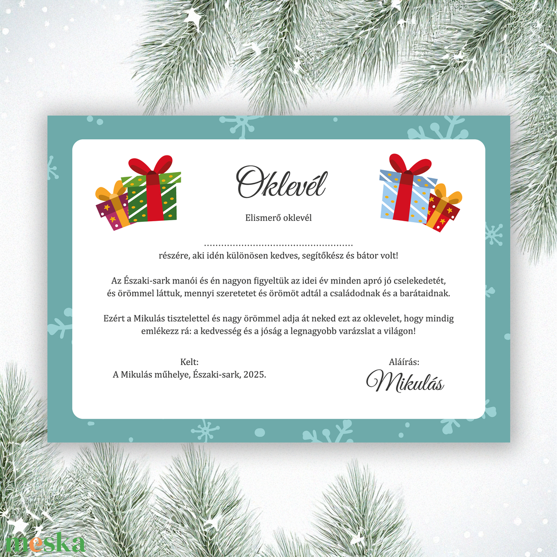 Nyomtatható levél és oklevél a Mikulástól (digitális termék) - karácsony - mikulás - mikulás ajándékok - Meska.hu