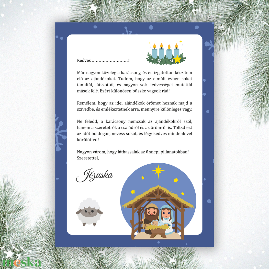 Nyomtatható karácsonyi levél a Jézuskától (digitális termék) - karácsony - karácsonyi ajándékozás - karácsonyi képeslap, üdvözlőlap, ajándékkísérő - Meska.hu