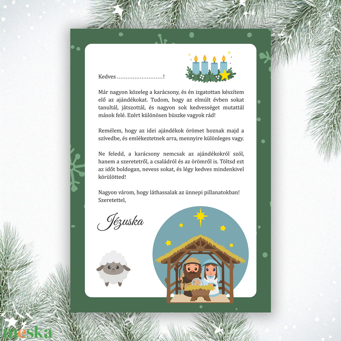 Nyomtatható karácsonyi levél a Jézuskától (digitális termék) - karácsony - karácsonyi ajándékozás - karácsonyi képeslap, üdvözlőlap, ajándékkísérő - Meska.hu
