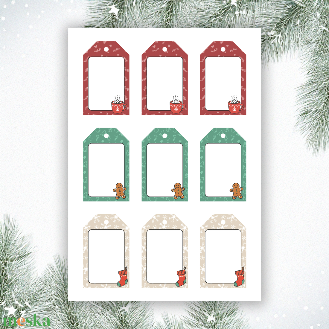 Nyomtatható karácsonyi ajándékkísérő kártyák és képeslapok (digitális termék) - karácsony - karácsonyi ajándékozás - karácsonyi képeslap, üdvözlőlap, ajándékkísérő - Meska.hu