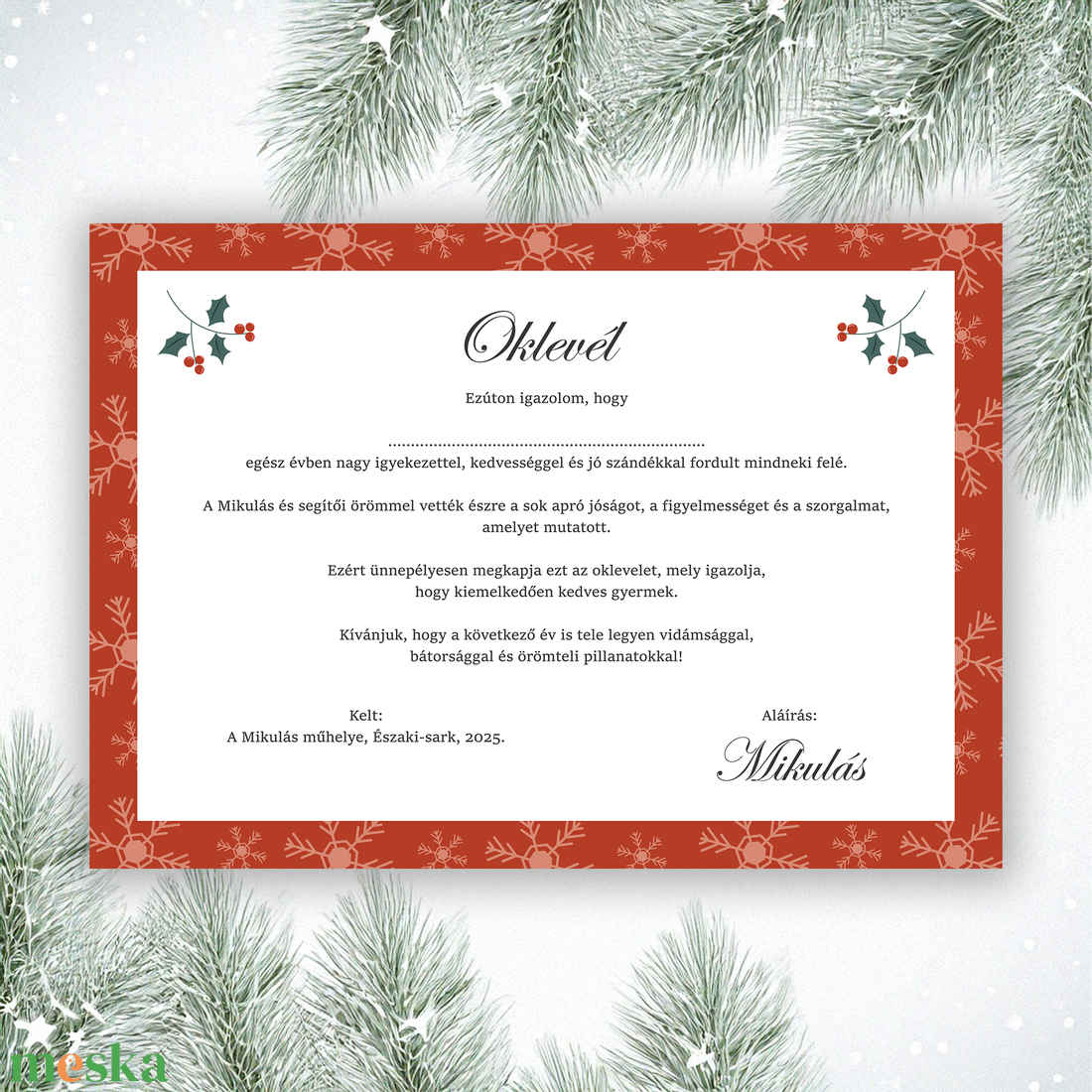 Nyomtatható levél és oklevél a Mikulástól (digitális termék) - karácsony - mikulás - mikulás ajándékok - Meska.hu