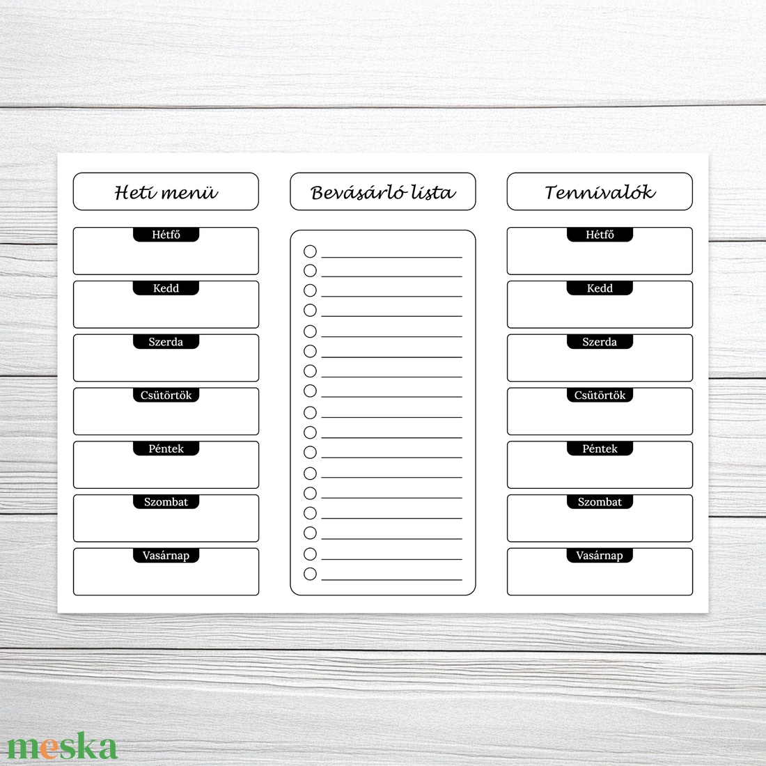 Nyomtatható heti tervező (digitális termék) - otthon & életmód - papír, írószer - naptár & tervező - Meska.hu