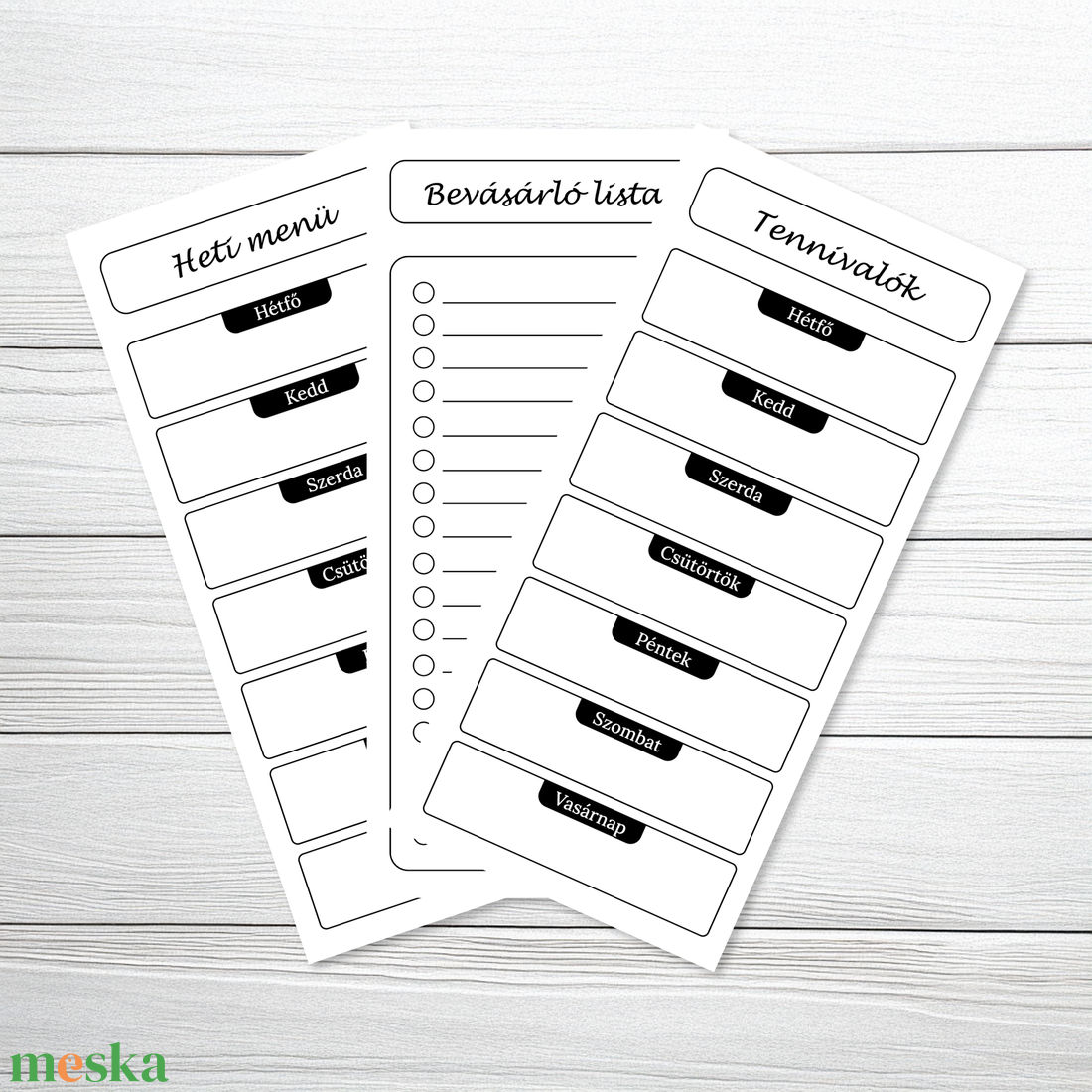 Nyomtatható heti tervező (digitális termék) - otthon & életmód - papír, írószer - naptár & tervező - Meska.hu