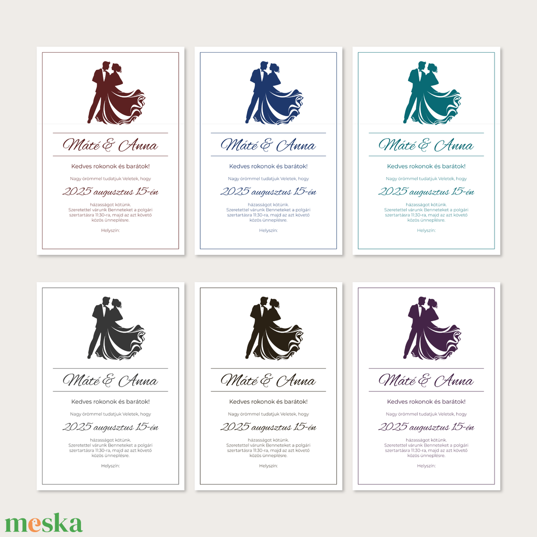 Nyomtatható esküvői meghívó (digitális termék) - esküvő - meghívó & kártya - meghívó - Meska.hu
