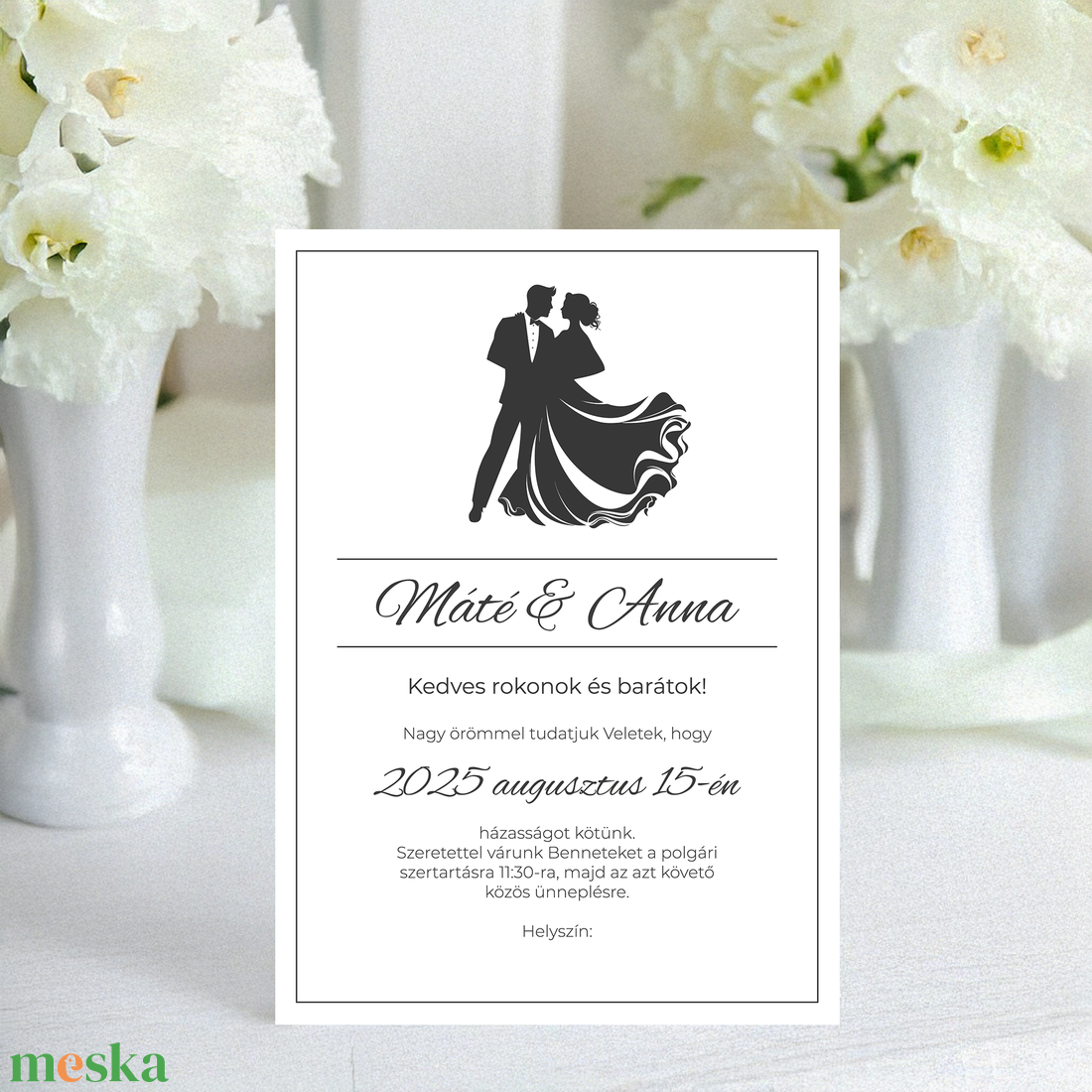 Nyomtatható esküvői meghívó (digitális termék) - esküvő - meghívó & kártya - meghívó - Meska.hu