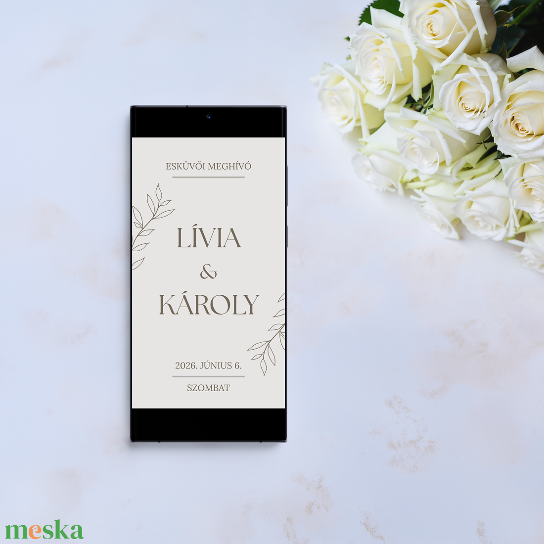 Digitális minimalista animált esküvői meghívó levélmintával - esküvő - meghívó & kártya - meghívó - Meska.hu