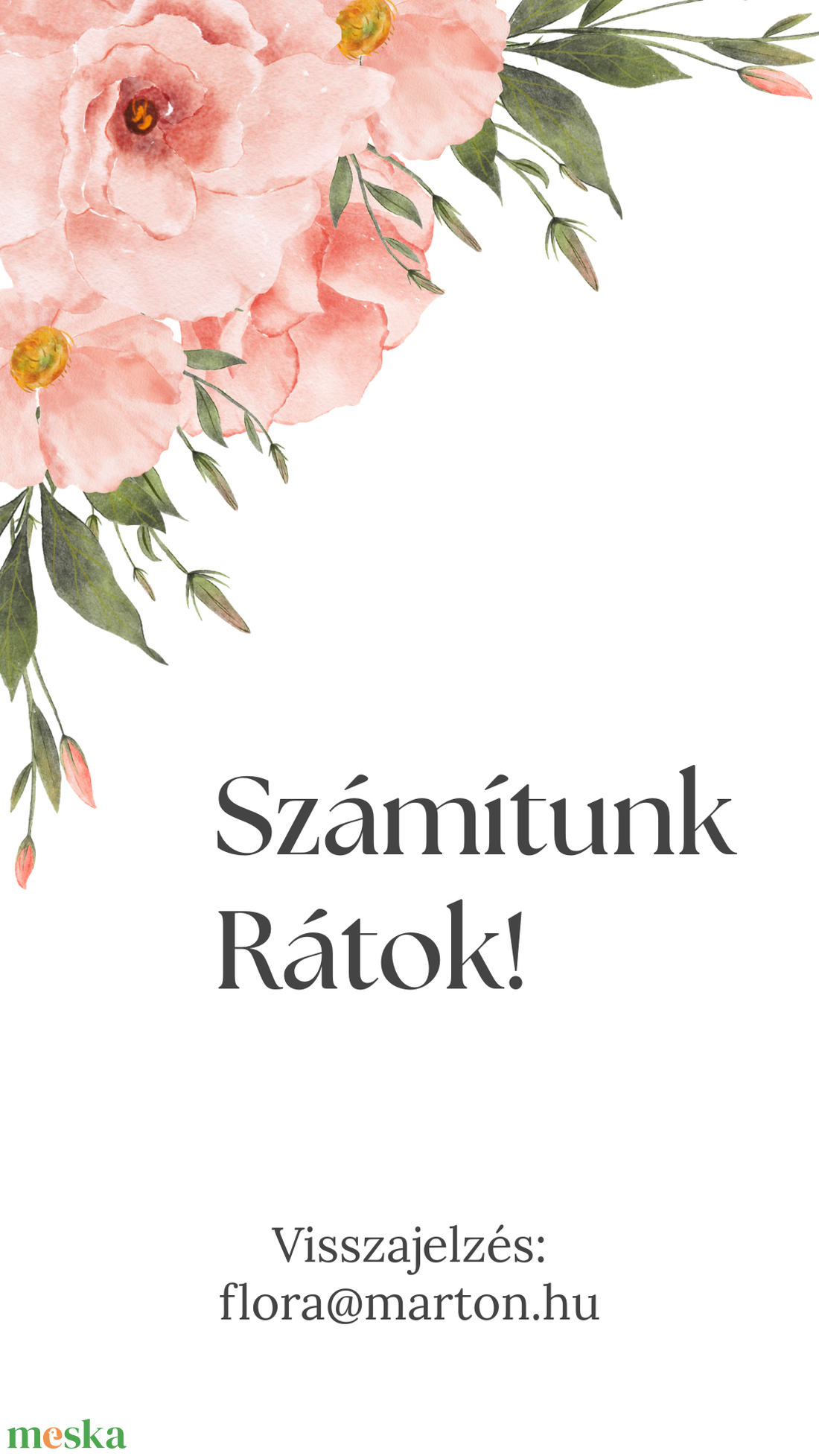 Digitális animált esküvői meghívó rózsaszín virágokkal és saját fotóval - esküvő - meghívó & kártya - digitális meghívók - Meska.hu