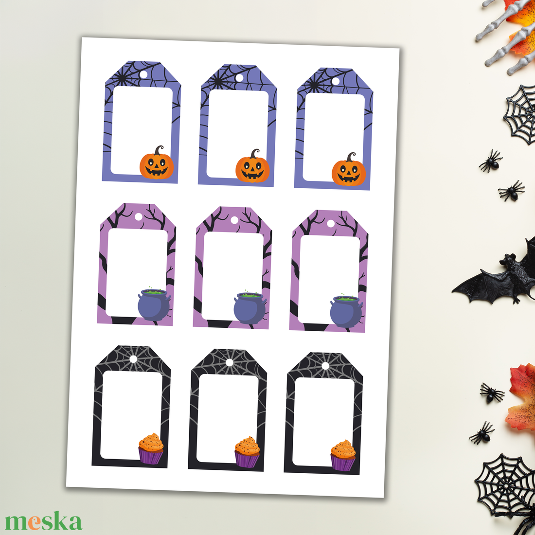 Nyomtatható halloweeni ajándékkísérő kártyák (digitális termék) - otthon & életmód - dekoráció - halloween - halloweeni meghívó, képeslap, ajándékkísérő - Meska.hu