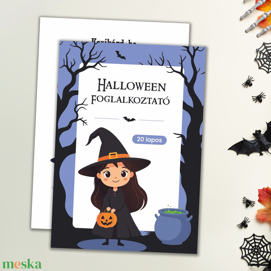 Nyomtatható Halloween foglalkoztató feladatok színezővel (digitális termék) - otthon & életmód - dekoráció - halloween - halloweeni meghívó, képeslap, ajándékkísérő - Meska.hu