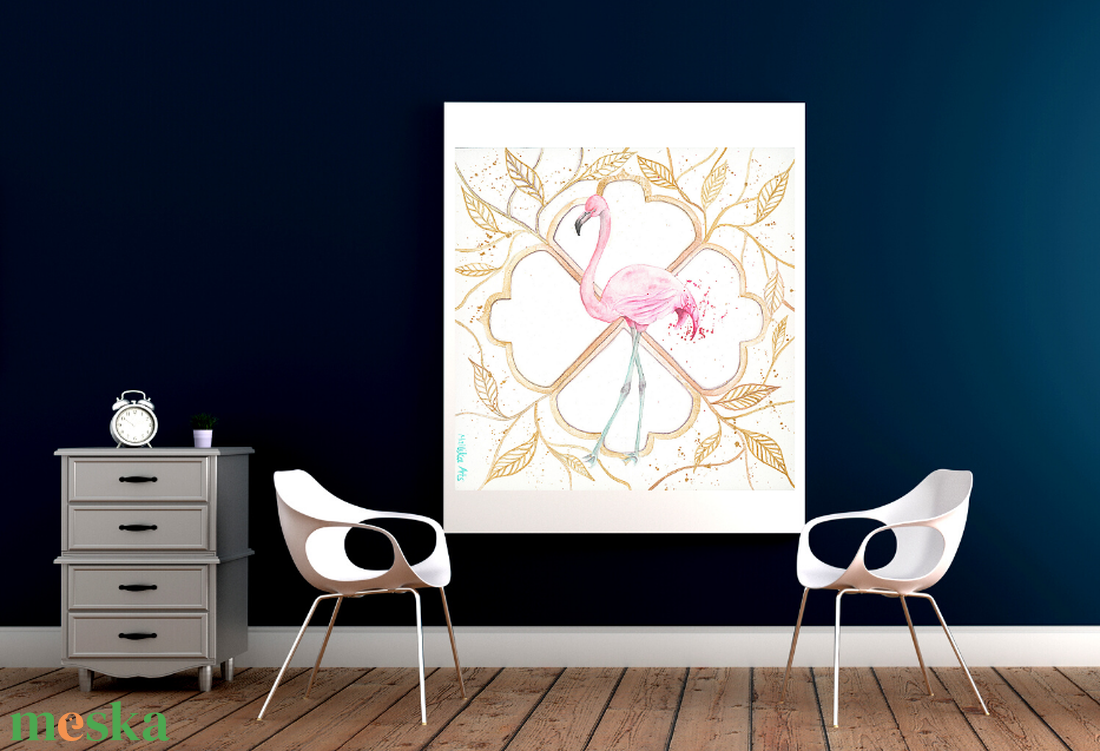 Művészi akvarell nyomat - Flamingó álmok - otthon & lakás - dekoráció - kép & falikép - kép & falikép - Meska.hu