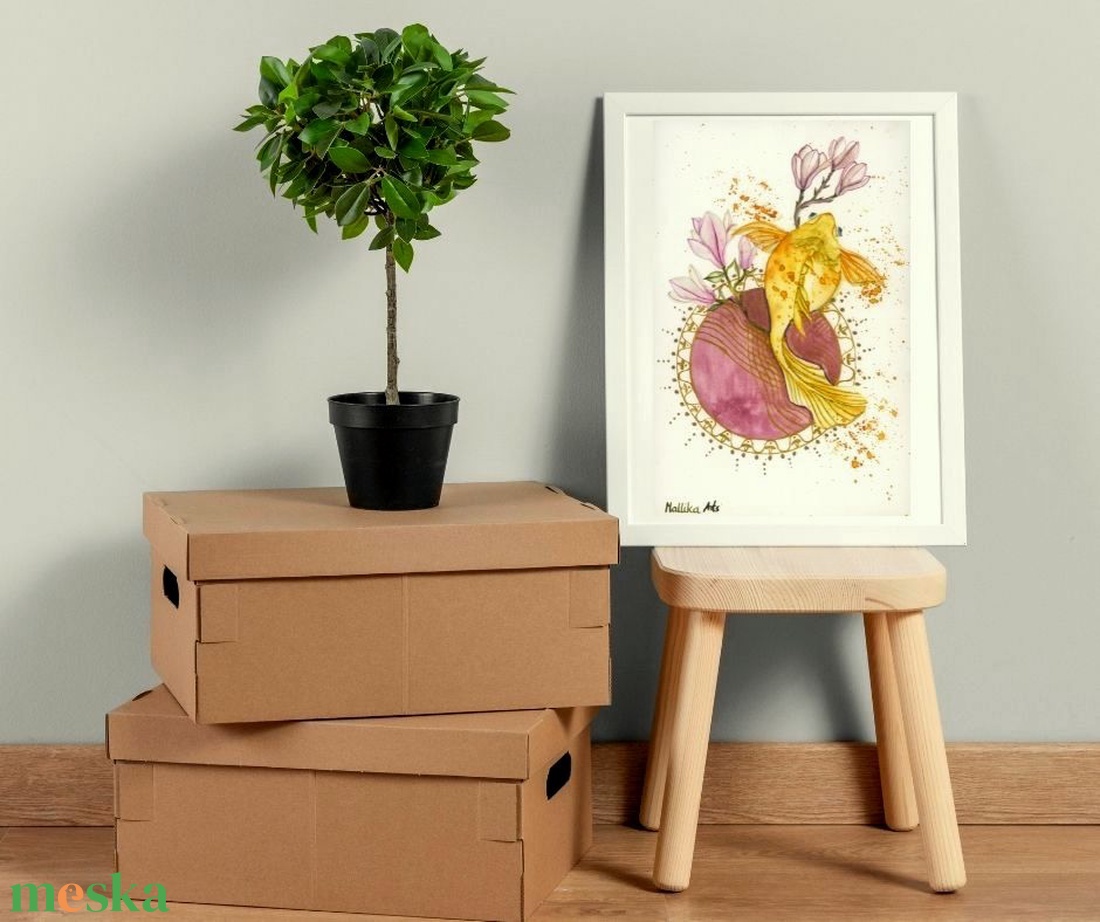 Aranyhal - Akvarell festmény digitális formában - művészet - grafika & illusztráció - művészi nyomat - Meska.hu