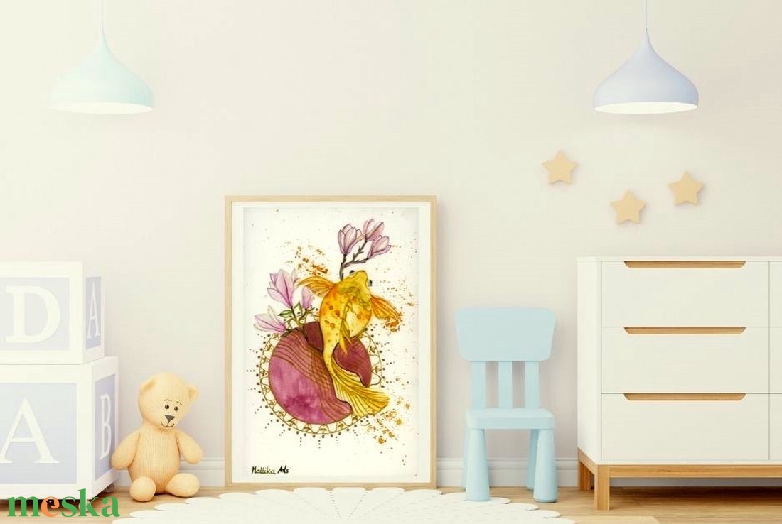 Aranyhal - Akvarell festmény digitális formában - művészet - grafika & illusztráció - művészi nyomat - Meska.hu