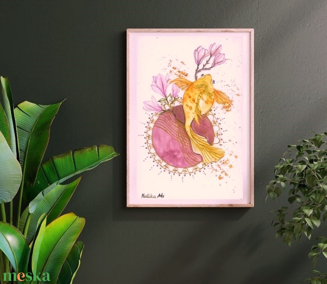 Aranyhal - Akvarell festmény digitális formában - művészet - grafika & illusztráció - művészi nyomat - Meska.hu