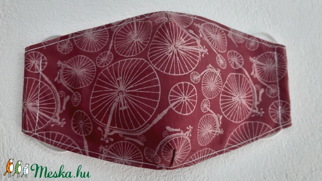 Velocipéd mintás, mályva színű design szájmaszk -  - Meska.hu