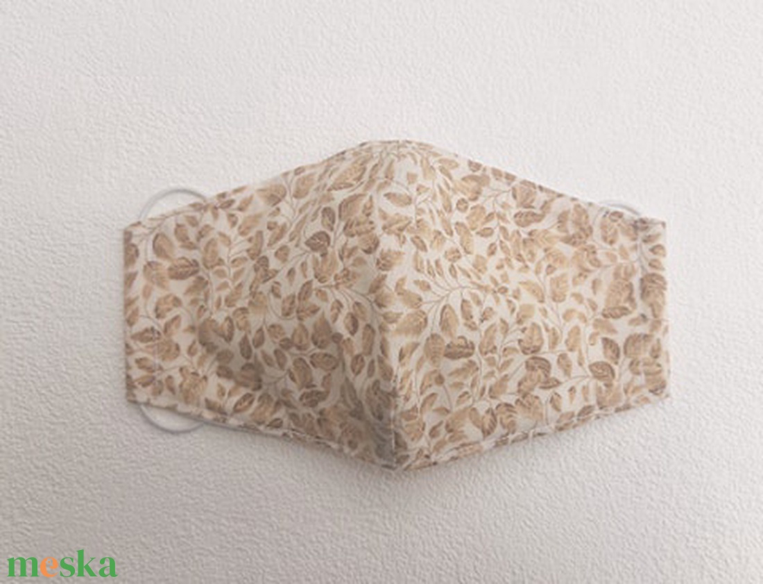 Beige  levél mintás szájmaszk - női - női - Meska.hu