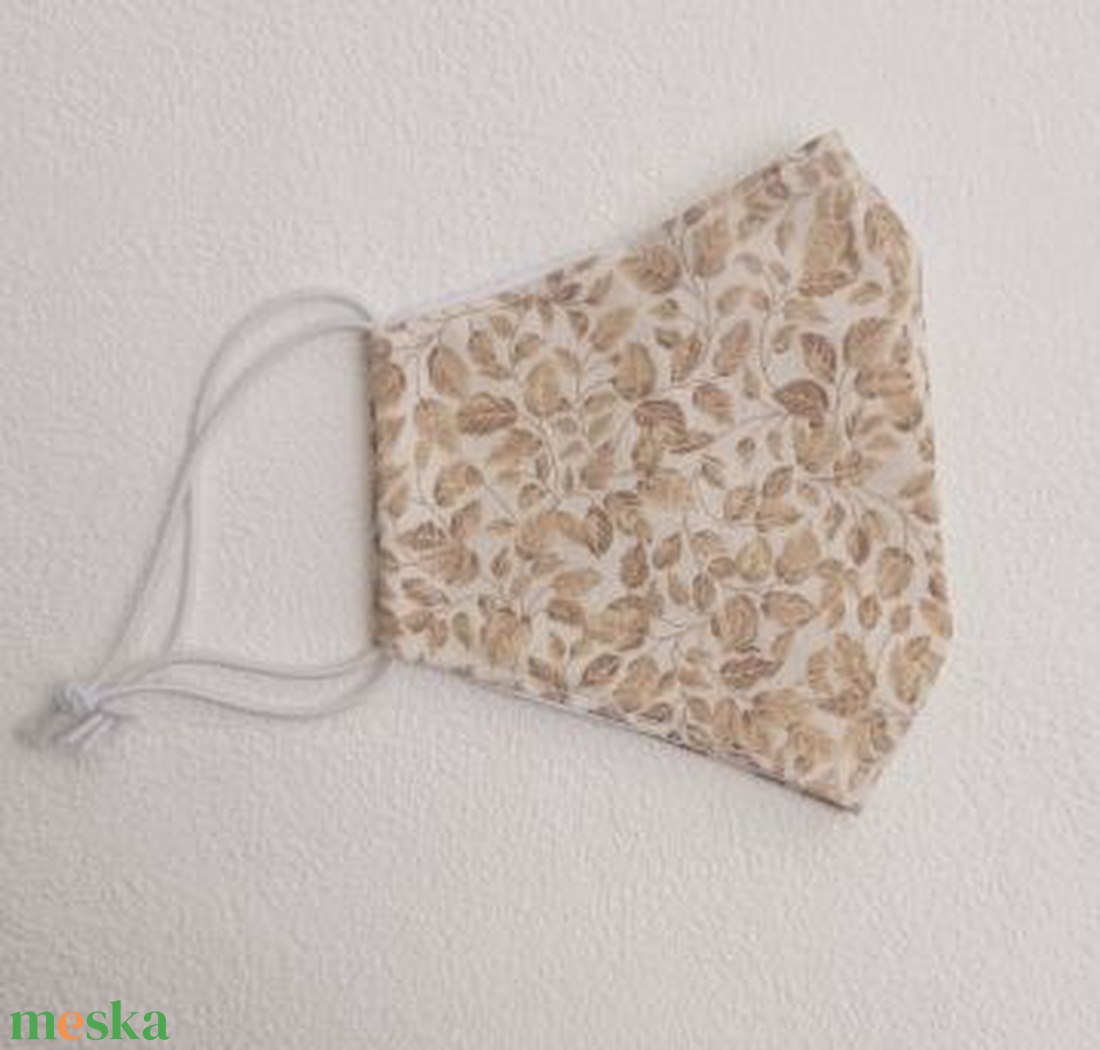 Beige  levél mintás szájmaszk - női - női - Meska.hu