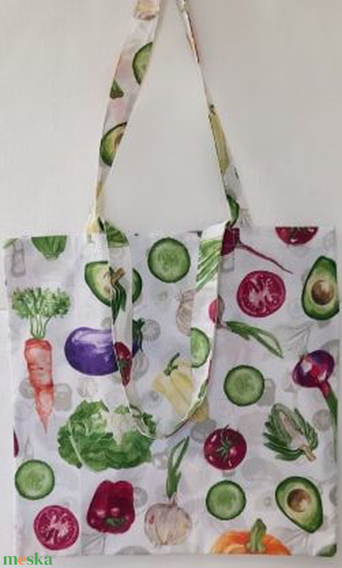 Zöldségmintás pamutvászon szatyor, textiltáska - táska & tok - bevásárlás & shopper táska - shopper, textiltáska, szatyor - Meska.hu