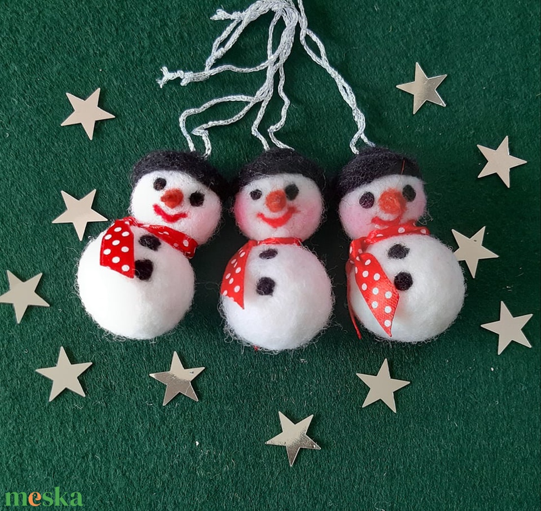 Hóember három darabos szett - karácsony - karácsonyi lakásdekoráció - karácsonyfadíszek - Meska.hu