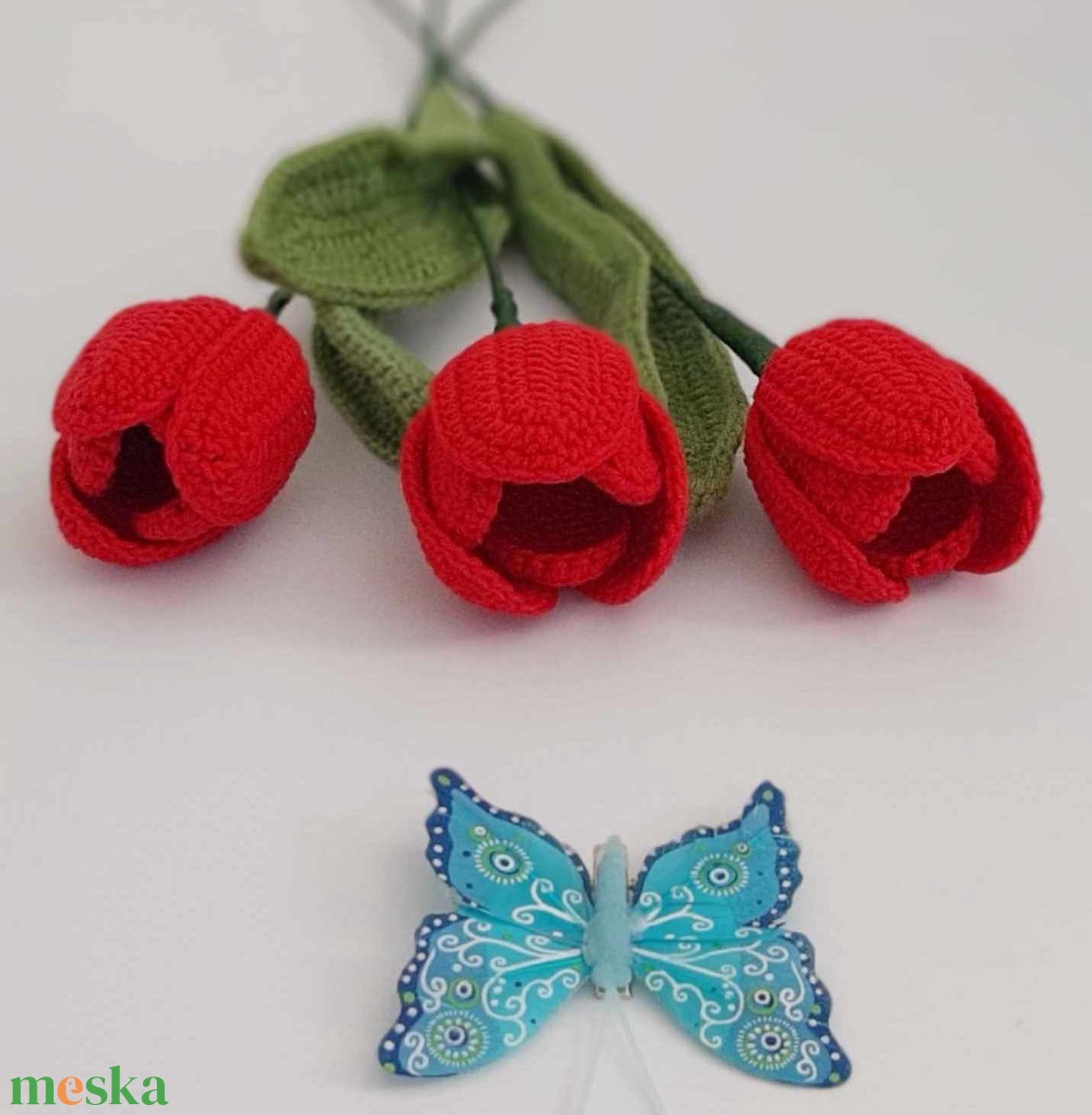 Horgolt piros tulipán - 3 - szál - Anyák napjára - otthon & életmód - dekoráció - virágdísz és tartó - csokor & virágdísz - Meska.hu Horgolt piros tulipán - 3 - szál - Anyák napjára - otthon & életmód - dekoráció - virágdísz és tartó - csokor & virágdísz - Meska.hu