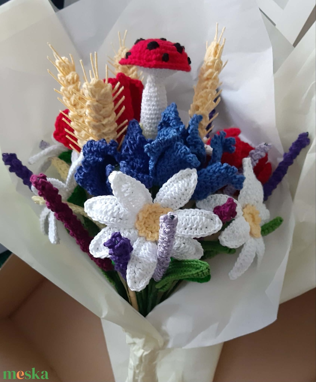 Horgolt virágcsokor - otthon & életmód - dekoráció - asztal és polc dekoráció - asztaldísz - Meska.hu