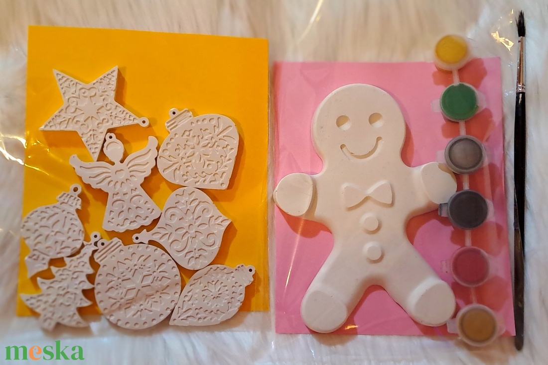 Karácsonyi DIY Kreatív Készlet - Festhető mézeskalács vagy karácsonyi díszek szett - diy (csináld magad) - egységcsomag - Meska.hu