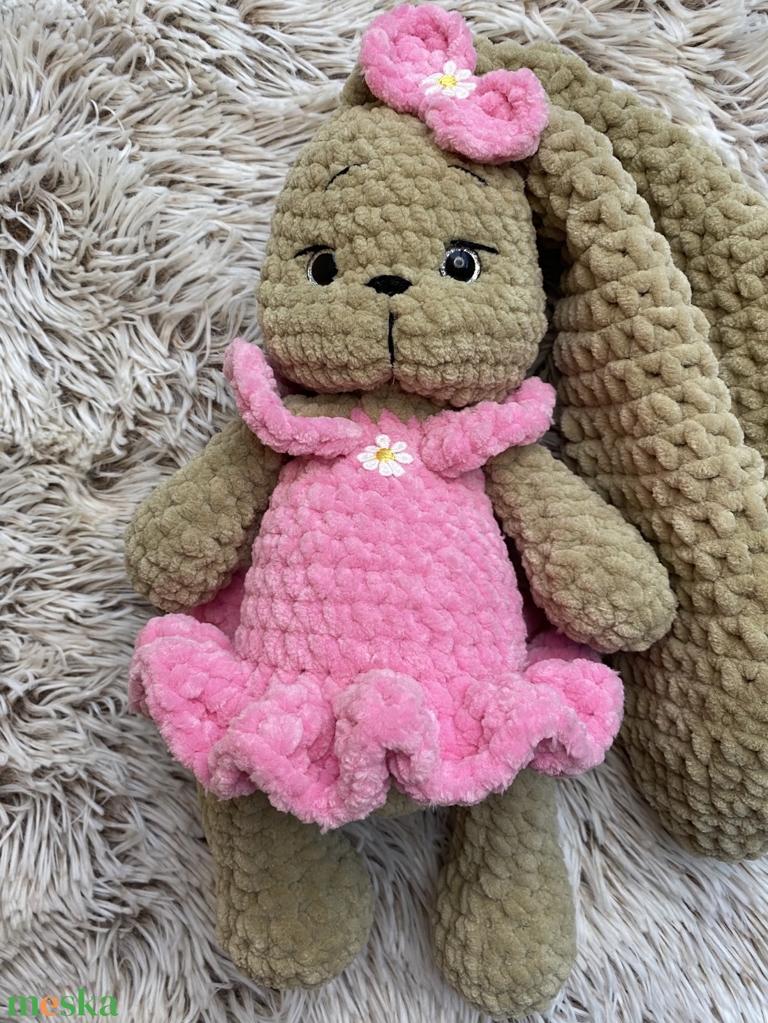 Bella plüss horgolt balerina nyuszi, névreszóló, világítós - játék & sport - plüssállat & játékfigura - nyuszi - Meska.hu
