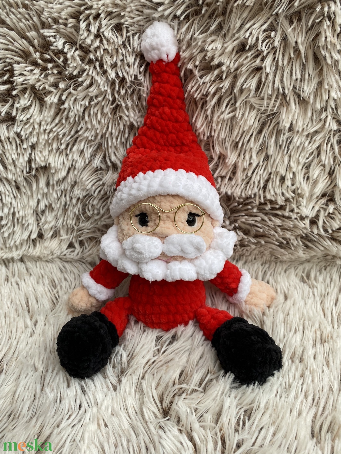 Horgolt szemüveges Télapó, Télapu - játék & sport - plüssállat & játékfigura - ember - Meska.hu