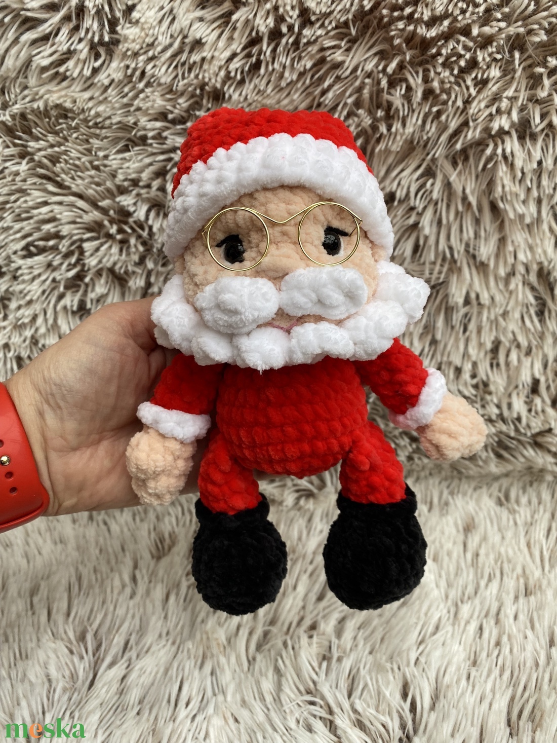 Horgolt szemüveges Télapó, Télapu - játék & sport - plüssállat & játékfigura - ember - Meska.hu