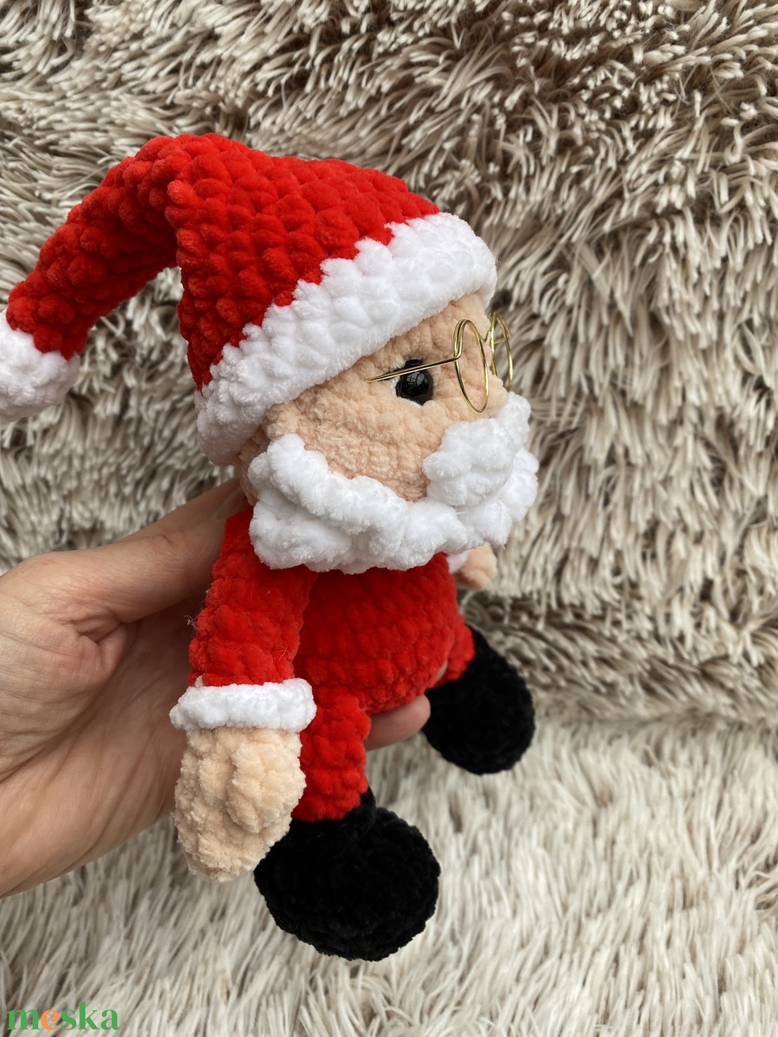 Horgolt szemüveges Télapó, Télapu - játék & sport - plüssállat & játékfigura - ember - Meska.hu