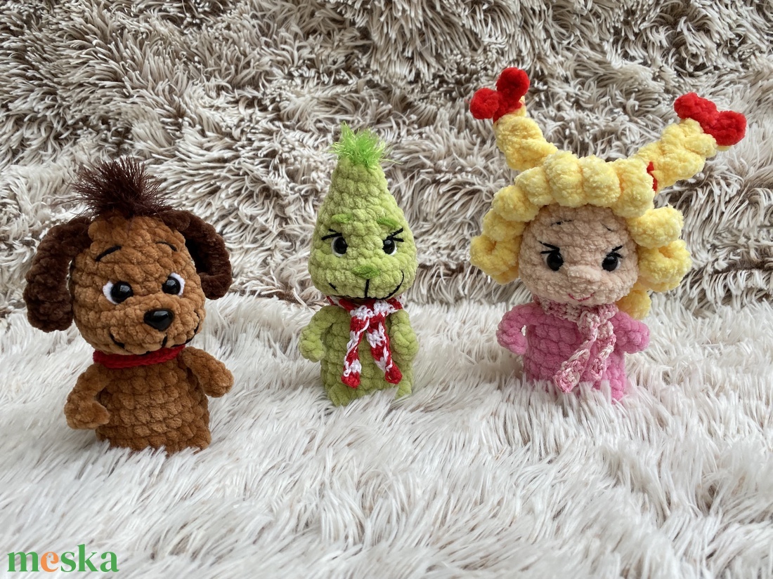 Horgolt Grincs csapat - Grincs, Max a kutyája és Cindy Lou - játék & sport - plüssállat & játékfigura - plüss mesefigurák - Meska.hu