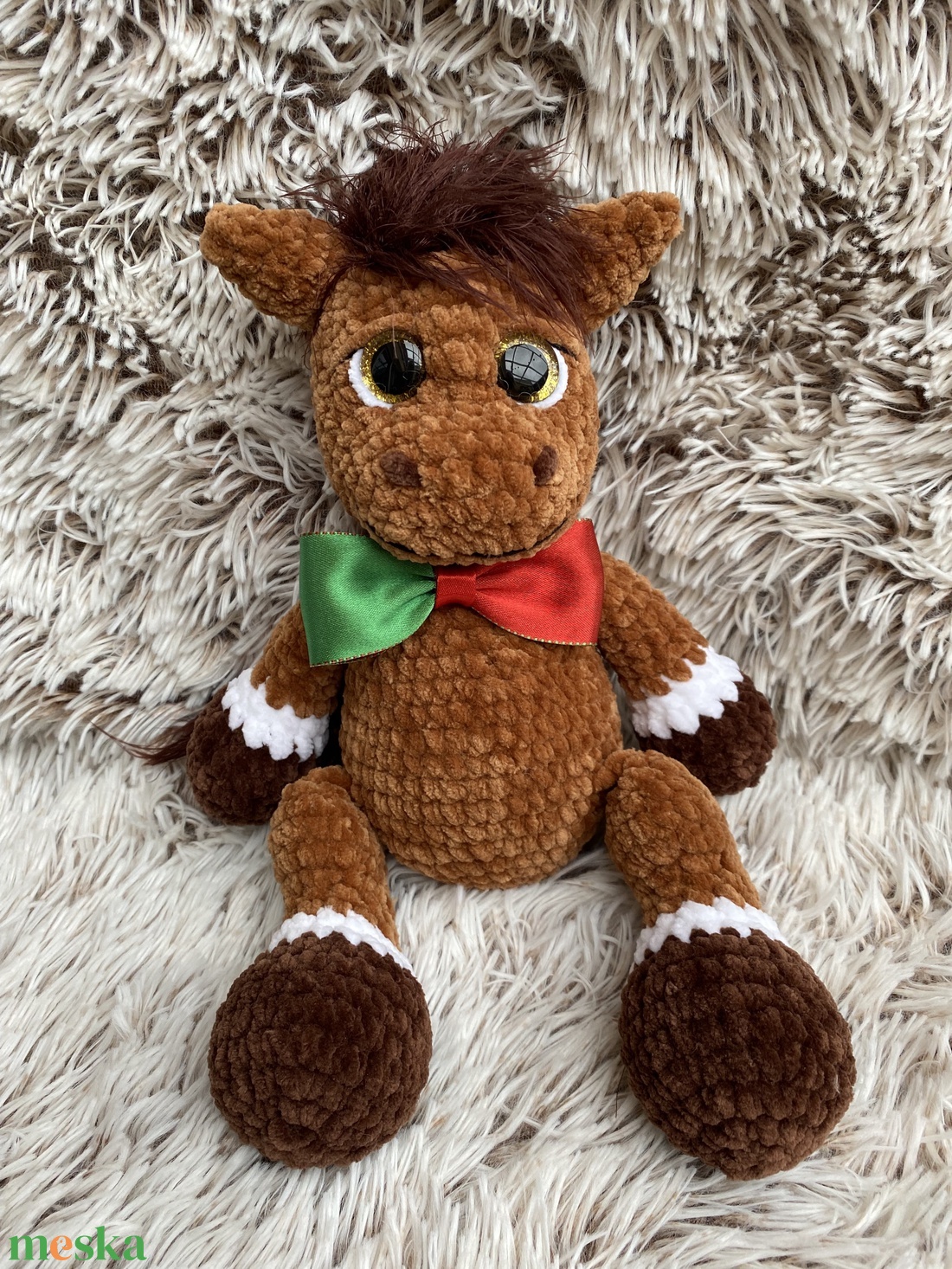 Horgolt ló, lovacska, paci selymes sörénnyel - játék & sport - plüssállat & játékfigura - ló - Meska.hu