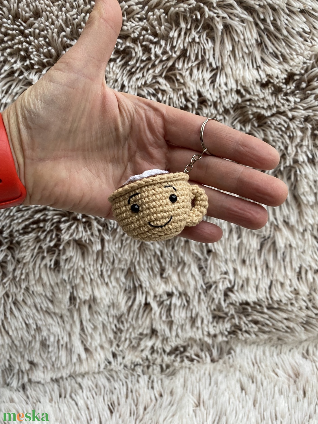 Kávés bögre szíves tejszínhabbal kulcstartó - táska & tok - kulcstartó & táskadísz - kulcstartó - Meska.hu