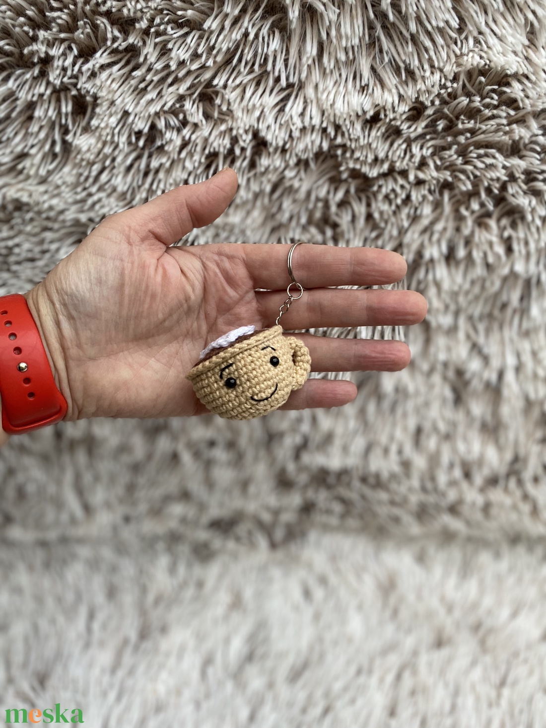 Kávés bögre szíves tejszínhabbal kulcstartó - táska & tok - kulcstartó & táskadísz - kulcstartó - Meska.hu