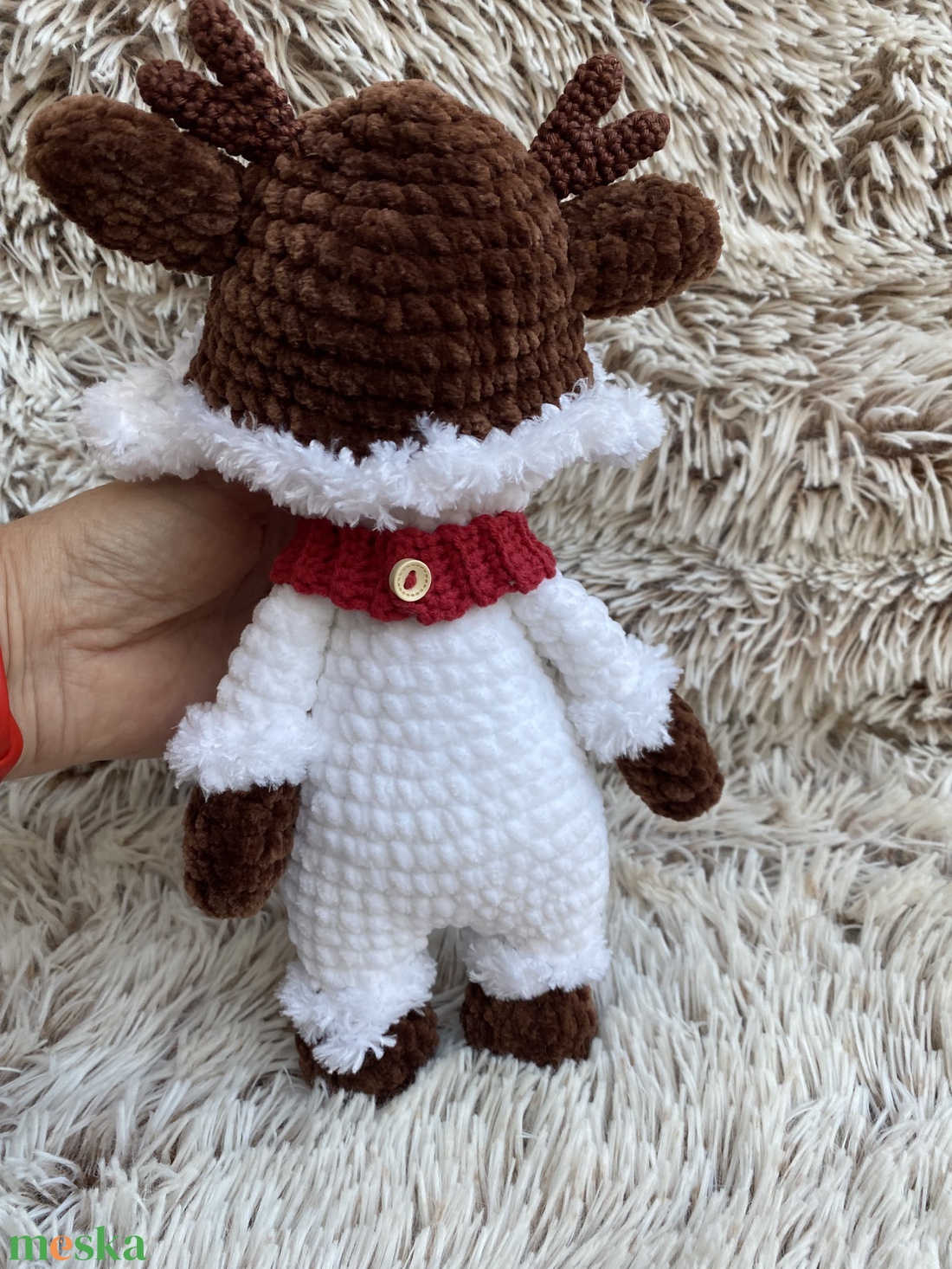 Horgolt rénszarvassapkás hóember - játék & sport - plüssállat & játékfigura - ember - Meska.hu