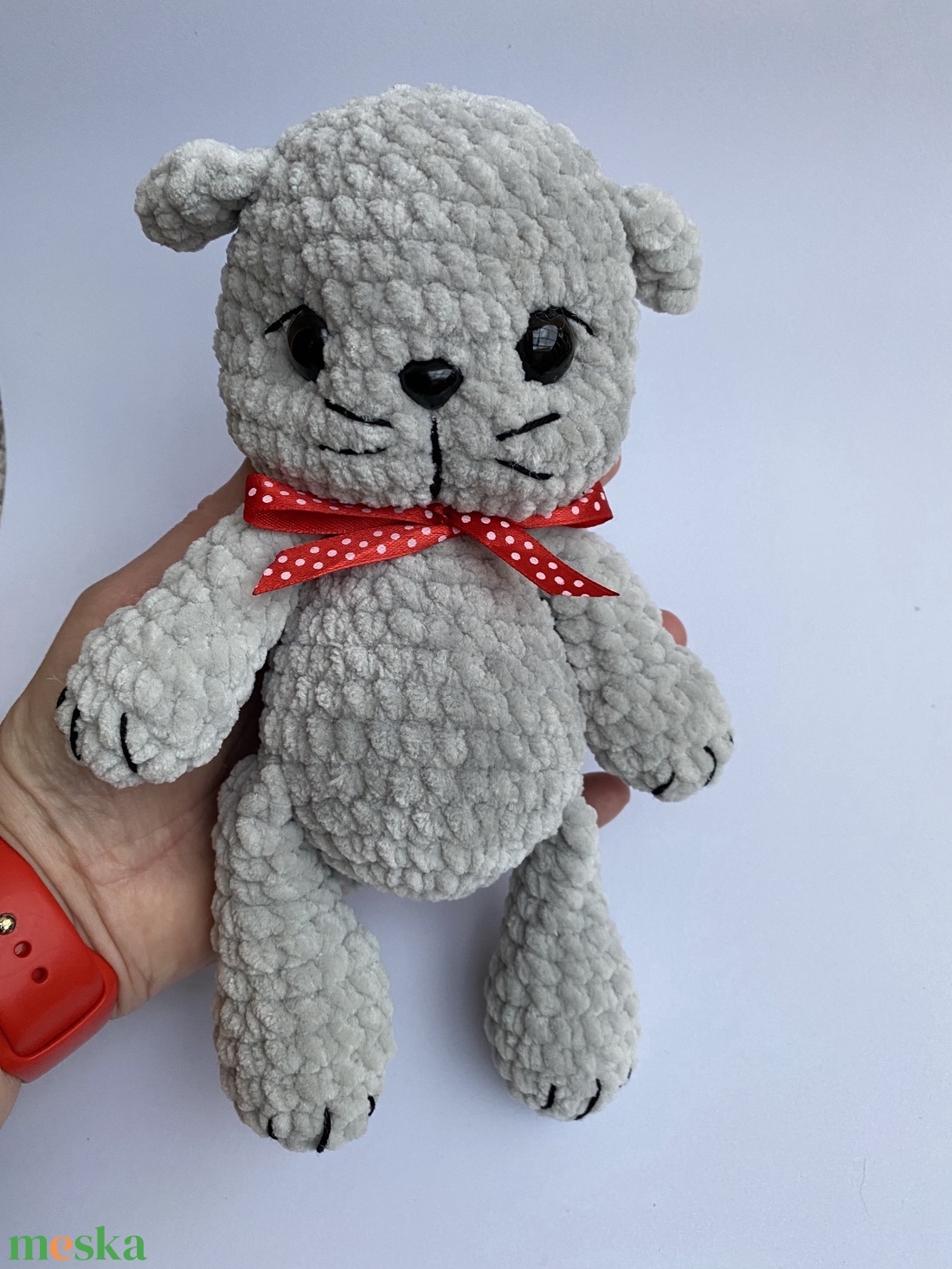 Horgolt Skót lógófülű szürke cica - játék & sport - plüssállat & játékfigura - cica - Meska.hu