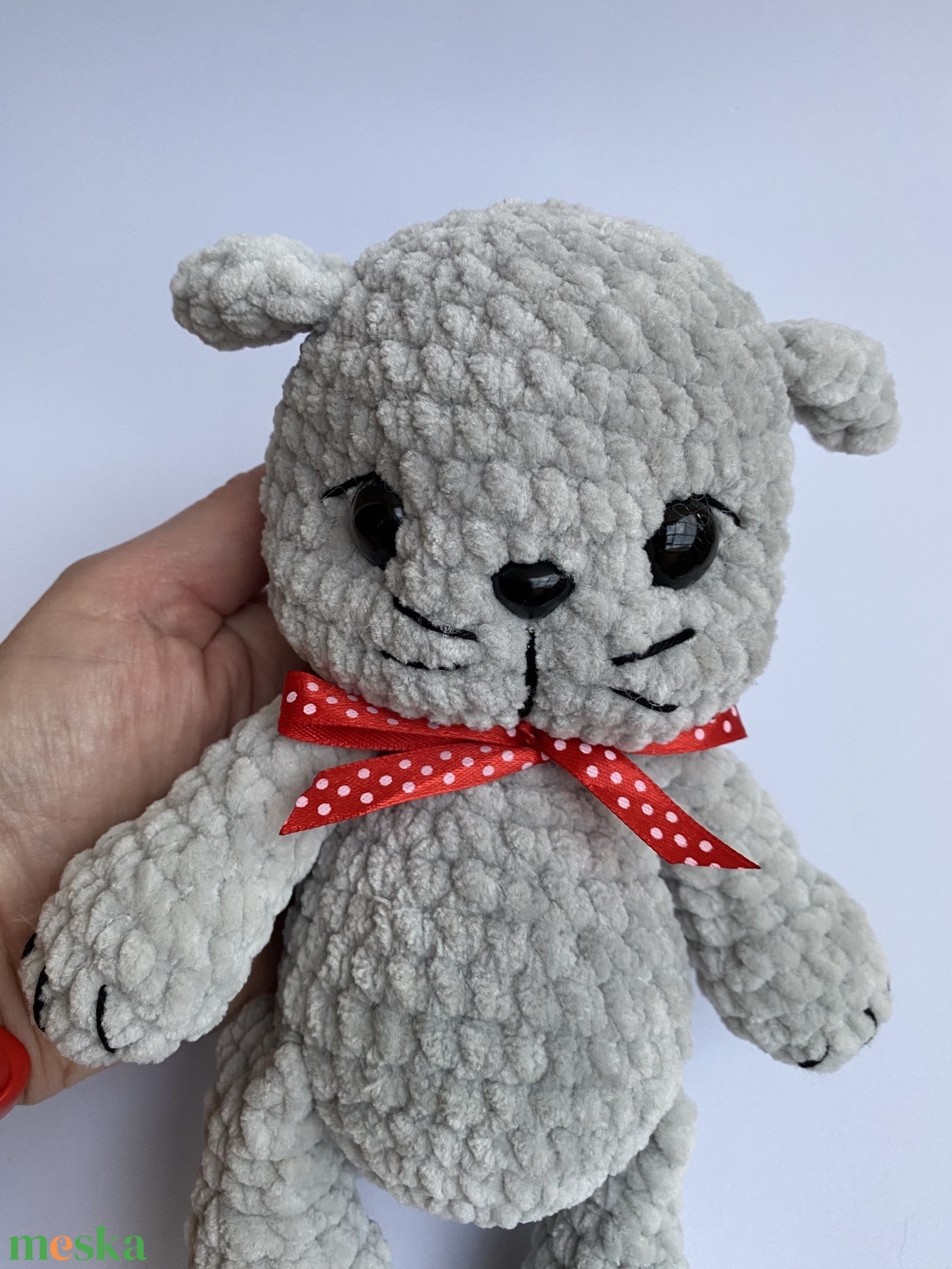 Horgolt Skót lógófülű szürke cica - játék & sport - plüssállat & játékfigura - cica - Meska.hu