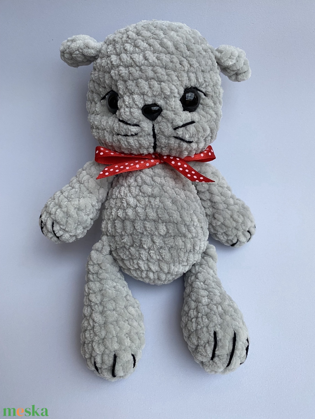 Horgolt Skót lógófülű szürke cica - játék & sport - plüssállat & játékfigura - cica - Meska.hu