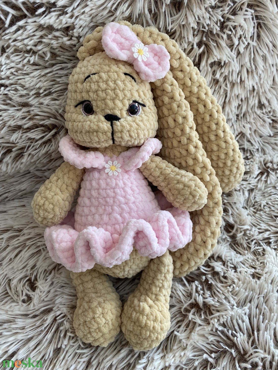 Dolly plüss horgolt balerina nyuszi, névreszóló  - játék & sport - plüssállat & játékfigura - nyuszi - Meska.hu