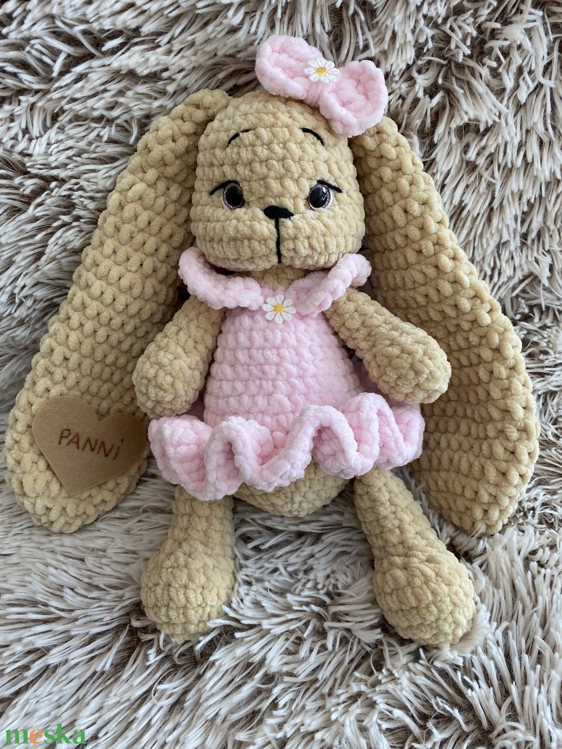 Dolly plüss horgolt balerina nyuszi, névreszóló  - játék & sport - plüssállat & játékfigura - nyuszi - Meska.hu