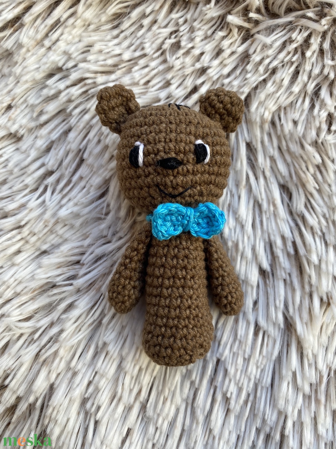 Kézzel horgolt Boribon maci ujjbáb meséléshez - játék & sport - bábok - ujjbáb - Meska.hu