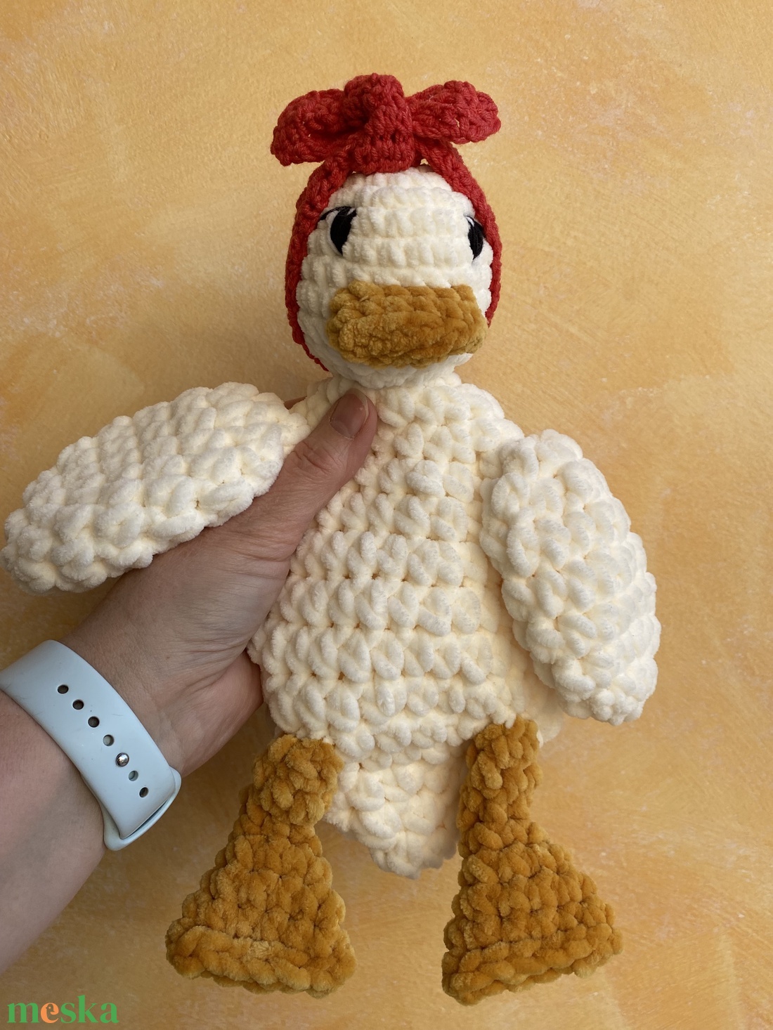 Horgolt Borka kacsa - szundipajti, nyunyóka - baba - mama - baba játékok - szundikendő, alvóka - Meska.hu