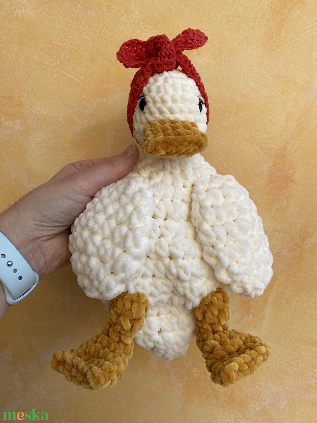 Horgolt Borka kacsa - szundipajti, nyunyóka - baba - mama - baba játékok - szundikendő, alvóka - Meska.hu