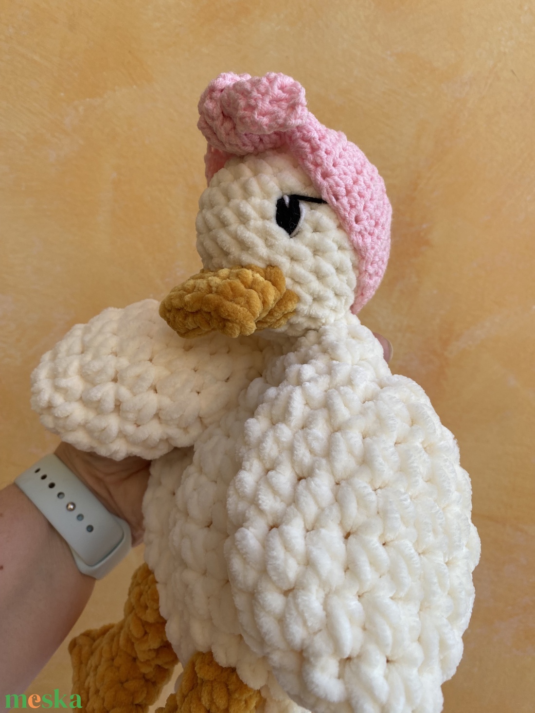 Horgolt Borka kacsa - szundipajti, nyunyóka - baba - mama - baba játékok - szundikendő, alvóka - Meska.hu