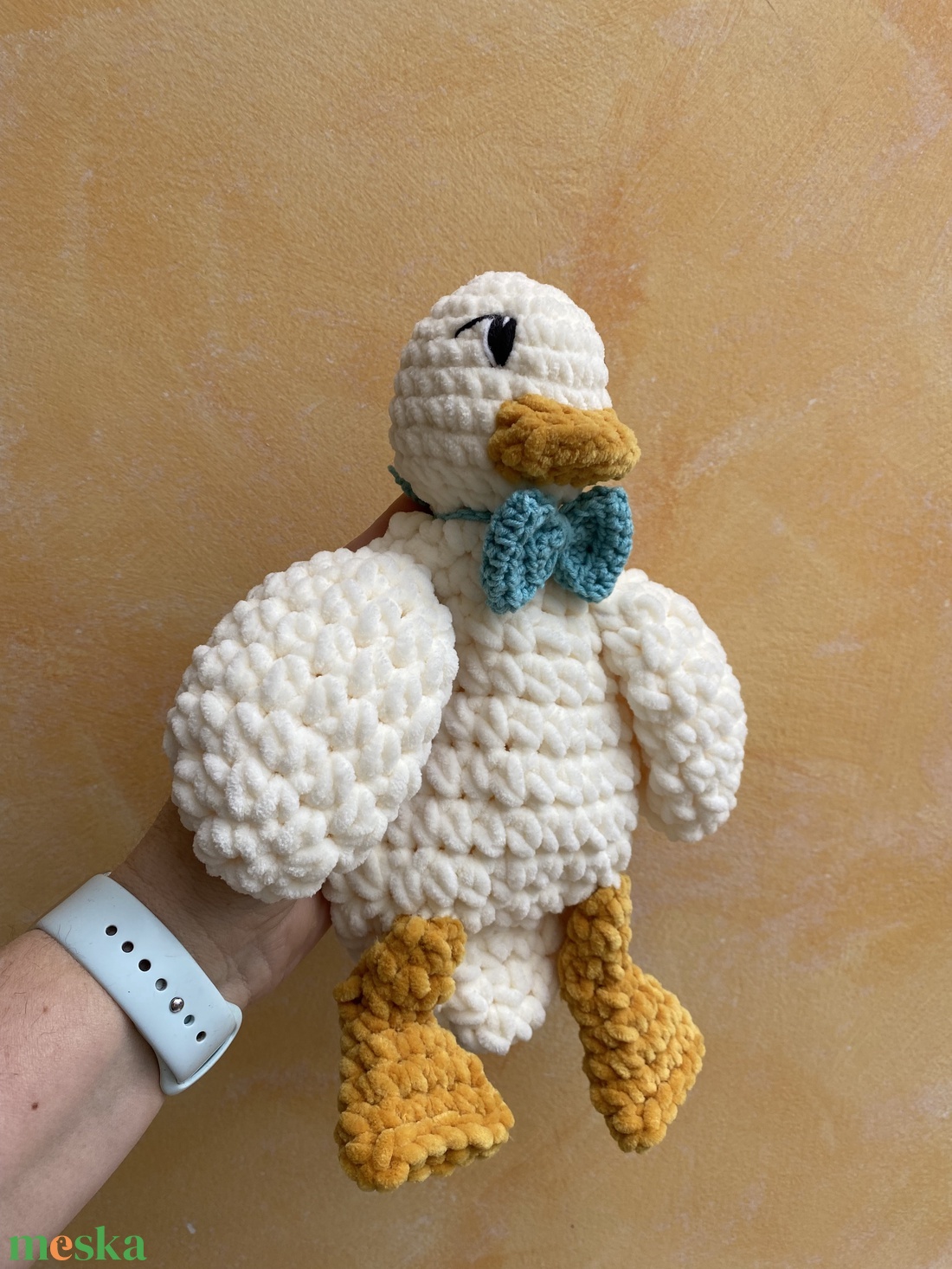 Horgolt Kázmér kacsa - szundipajti, nyunyóka - baba - mama - baba játékok - szundikendő, alvóka - Meska.hu